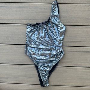 Nasty Gal Metallic One-Shoulder Bodysuit